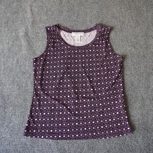 Sag Harbor Petite Purple‎ Geometric Print Stretch Sleeveless Tank Top